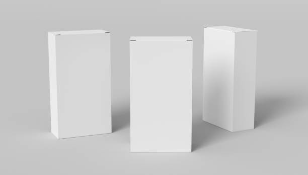 istock Gift box mock up: three flat, tall and wide white boxes on white background. View above. 1364798705