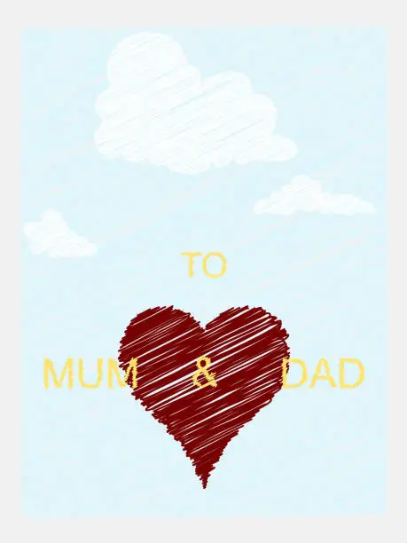 Vector illustration of Scribbleb love card for mum and dad