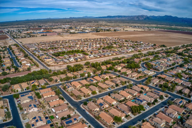 Aerial View of the Tucson Suburb of Marana, Arizona. Aerial View of the Tucson Suburb of Marana, Arizona. tucson stock pictures, royalty-free photos & images