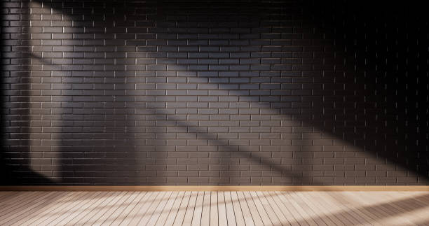 istock Black brick wall and wooden ,Modern loft style. 3D rendering 1364802547