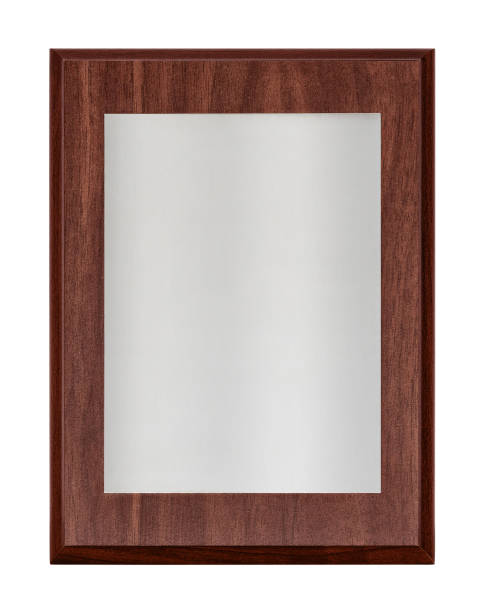 istock Silver plate (diploma) in wooden frame, isolated on a white background 1364802606
