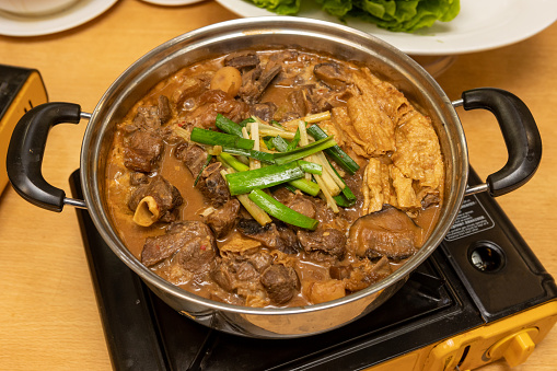 Traditional Chinese cuisine Lamb Hot Pot.