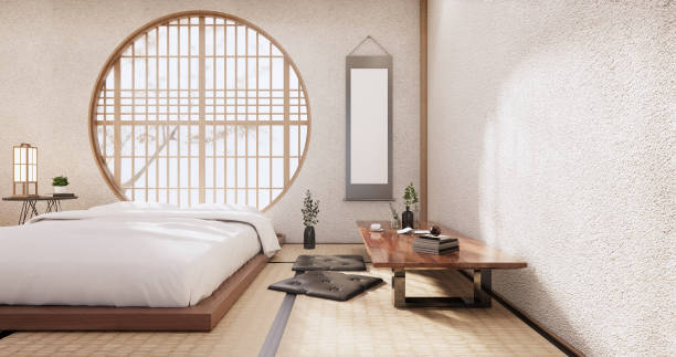 istock The bed room, japanese Minimalist style.3D rendering 1364806222