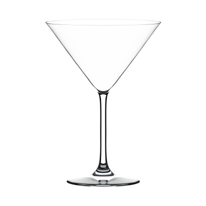 Empty martini glass isolated on white.