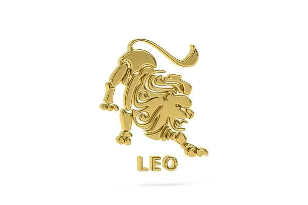 Golden 3D zodiac icon isolated on white background - 3D render