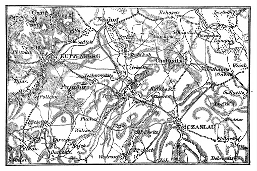 Illustration of Map of the Kutná Hora-Czaslau-Chotusitz area