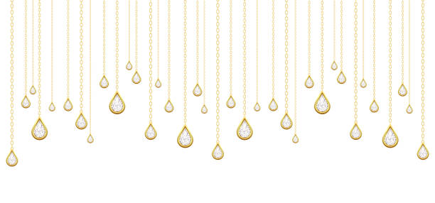 흰색 배경에 화려한 황금 방울 카드. - necklace chain gold jewelry stock illustrations