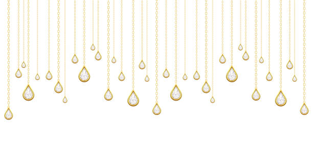 Card with golden drops with brilliants on a white background. Card with golden drops with brilliants on a white background. Vector illustration hanging stone stock illustrations