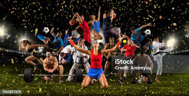 Huge Multi Sports Collage Taekwondo Tennis Soccer Basketball Etc Stock Photo - Download Image Now