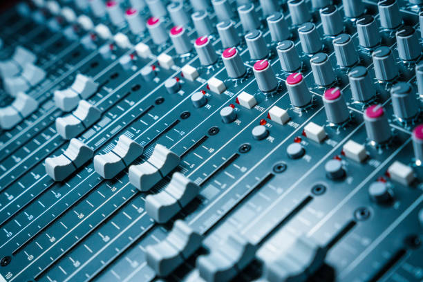 Professional Mixing Board or Console for a PA system, sound reinforcement or DJ Entertainment stock photo