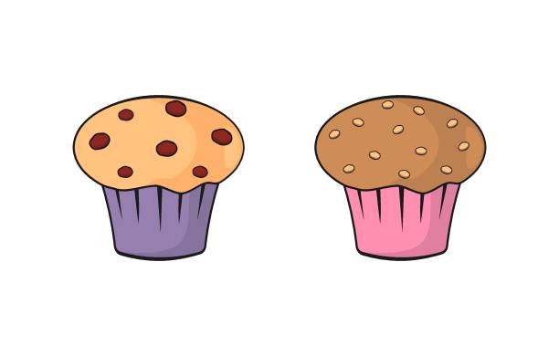 ilustrações de stock, clip art, desenhos animados e ícones de chocolate and cream cupcake isolated cartoon vector - brown bread illustrations
