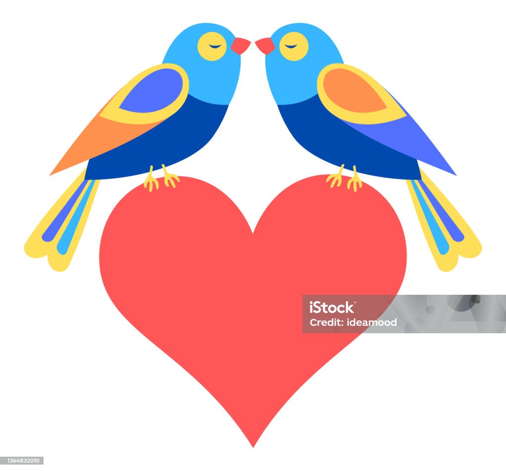 Romantic Lovebirds Valentines Day Greeting Card Stock Illustration ...