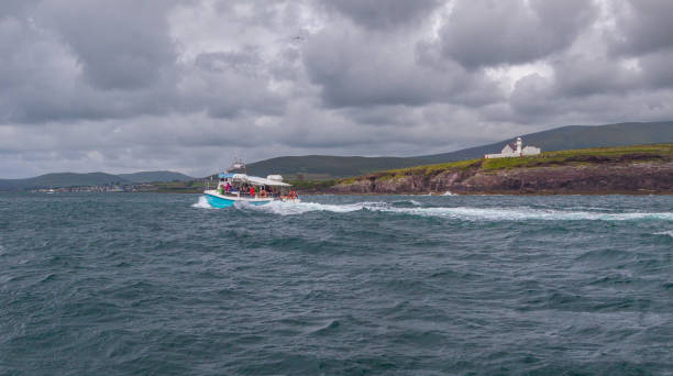 절벽을 따라 크루즈, 케리 해안선, 아일랜드 - republic of ireland famous place dingle peninsula slea head 뉴스 사진 이미지