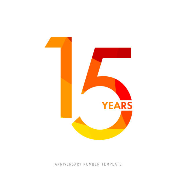 Modern colorful anniversary logo template isolated, anniversary icon label, anniversary symbol stock illustration Modern colorful anniversary logo template isolated, anniversary icon label, anniversary symbol stock illustration number 15 stock illustrations