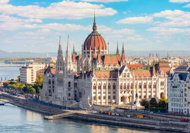 istock Hungarian parliament building and Danube river, Budapest, Hungary 1364837045