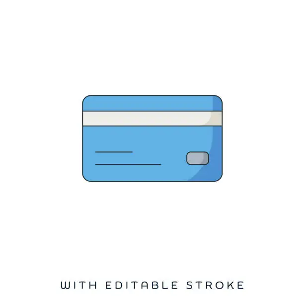 Vector illustration of Credit Card Fraud Flat & Line Icon