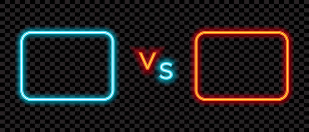 istock Versus neon sign. Neon symbol. Light banner, bright night advertising. Colorful neon illustration with copy space. Vector illustration 1364858302