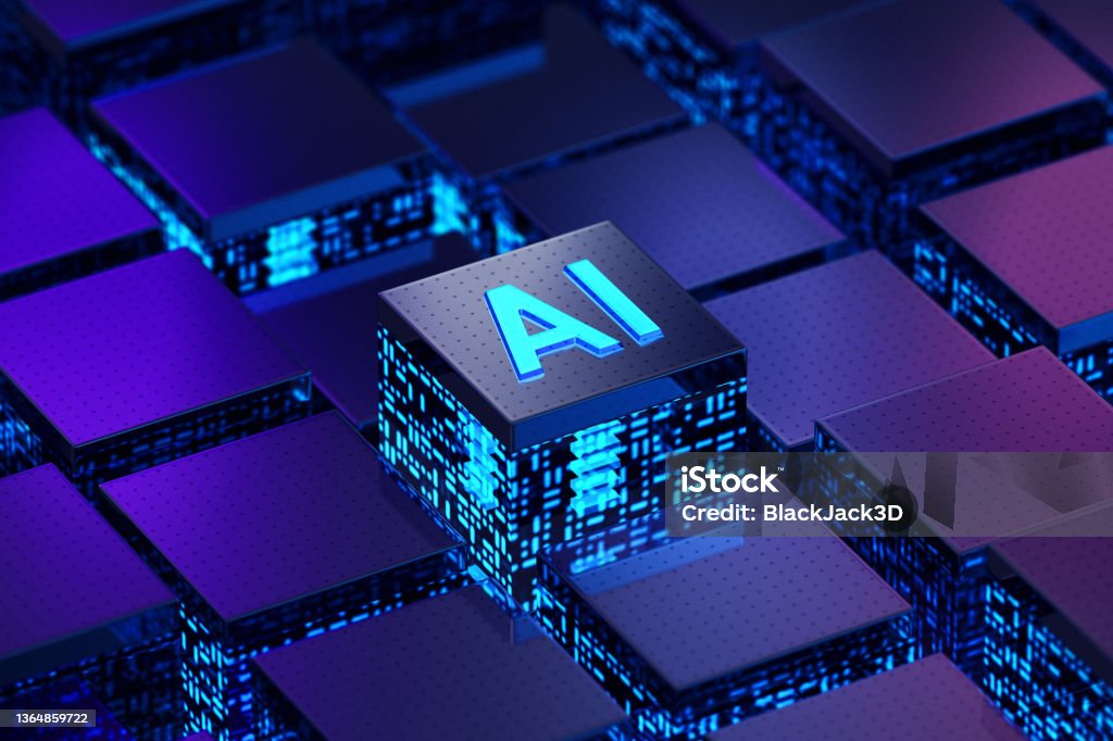 Artificial Intelligence.  Concept Artificial intelligence. Information concept. 3D render Artificial Intelligence Stock Photo