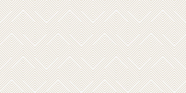 Vector geometric lines pattern. Golden minimalist abstract linear background Vector geometric lines pattern. Abstract golden striped ornament. Simple minimalist texture with stripes, zig zag shapes. Modern gold and white linear background. Contemporary luxury repeat design zigzag stock illustrations