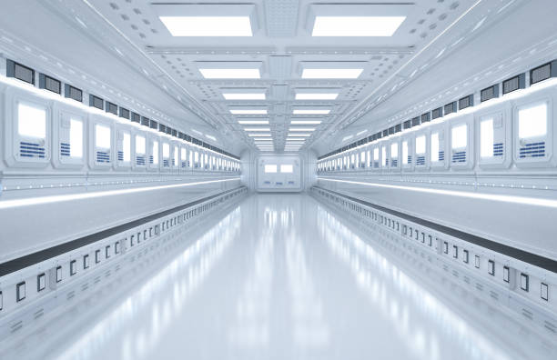 istock interior futuristic factory with conveyor belt 1364862100