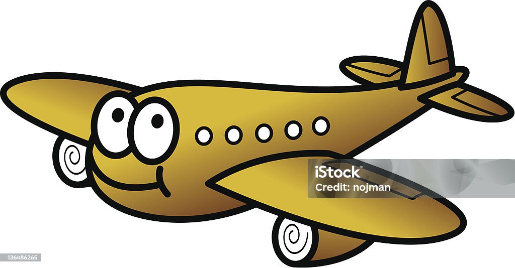 funny jet vector illustration of smilling airplane Airplane stock vector