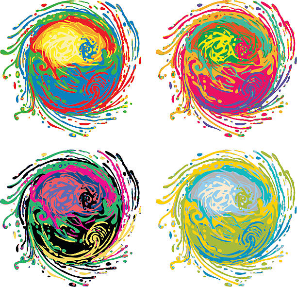 amorhpous balls colorfully four colorful amorphous balls. alternative files in zip: eps8, aics2, ai10, pdf, 300 dpi jpeg (4167x4167) big bang space stock illustrations