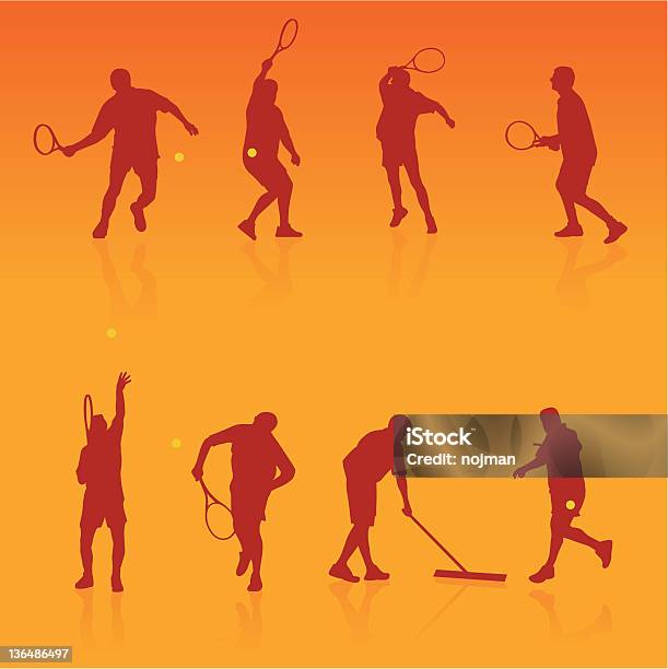 Теннис Игроков — стоковая векторная графика и другие изображения на тему Атлет - Атлет, Векторная графика, Взрослый