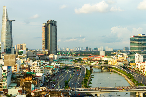 Ho Chi Minh City, Vietnam - May 21, 2014 : View Of Buildings And River In Central Of Ho Chi Minh City.