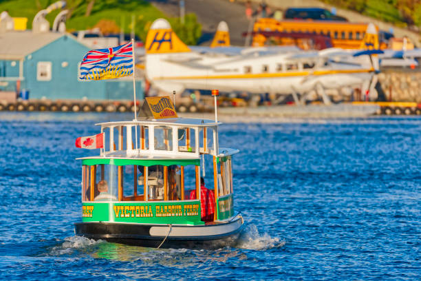 The City of Victoria on Vancouver Island  on June 12, 2010:     Passengers traveling on the Victoria inner harbor ferry on Vancouver Island, British Columbia