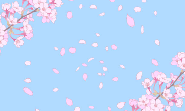 春の桜のクリップアート。背景素材 - 桜吹雪点のイラスト素材／クリップアート素材／マンガ素材／アイコン素材