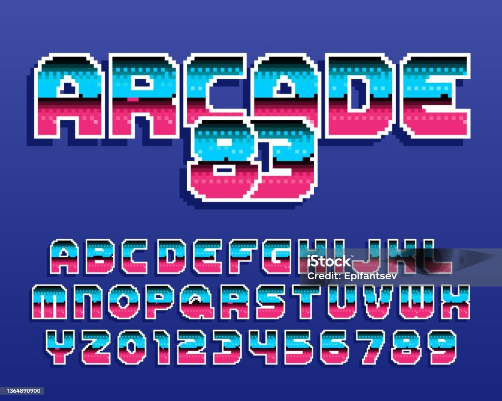 Arcade Numbers Download Arcade 83 Alphabet Font Digital Letters And Numbers Stock Illustration ...