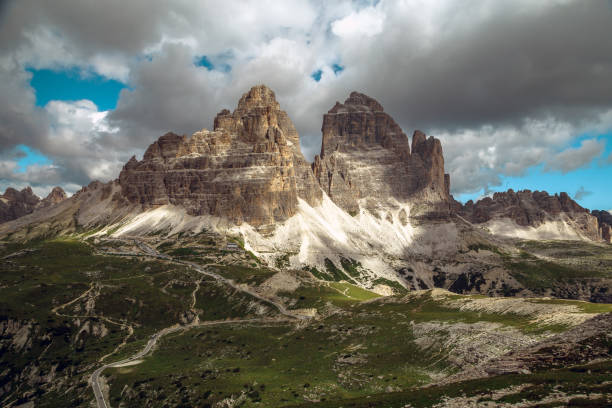 istock Tre Cime di lavaredo iconic dolomite front view, Italy, Sud Tyrol 1364894052