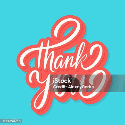 istock Thank you. Vector handwritten lettering card. 1364895744
