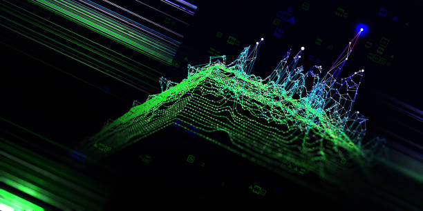 istock Abstract technology background with polygonal diagram grid and blurred lines on dark. Analytics data algorithms. Computing concept. Banner for business, science and technology. Big Data. 1364898764