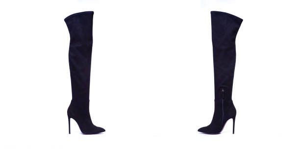 Women's black suede boots."n - fotografia de stock