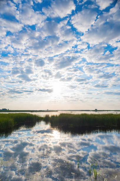 istock A lake in which the sky with clouds is reflected. 1364908907
