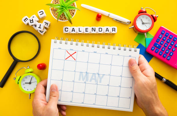 istock Calendar showing on 1st of May. 1364911391