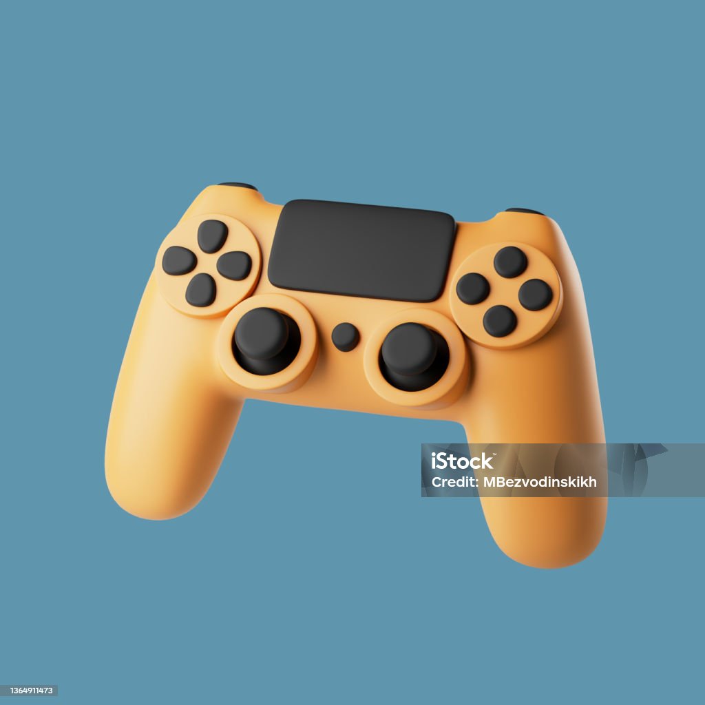 Simple wireless gamepad for gaming 3d render illustration. Simple wireless gamepad for gaming 3d render illustration. Isolated object on background Video Game Stock Photo