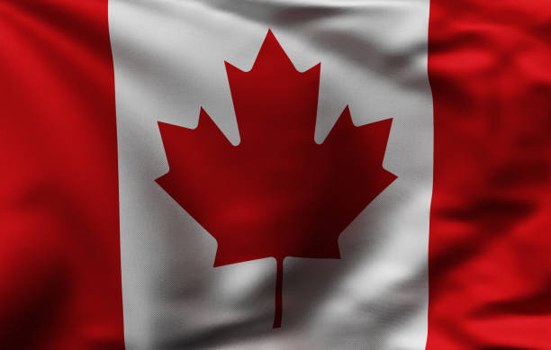 istock Close up on a flag of Canada 1364913795