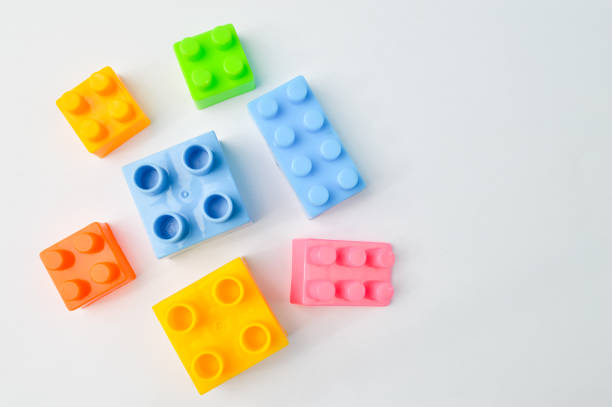 istock Plastic toy building blocks isolated on a white background 1364915239