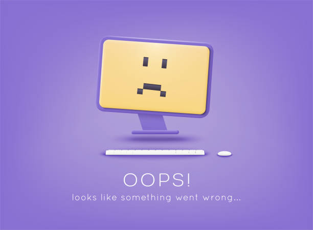 illustrations, cliparts, dessins animés et icônes de erreur 404 page introuvable. page texte introuvable. oups on dirait que quelque chose s’est mal passé. illustrations vectorielles web 3d. - sign oops error message failure