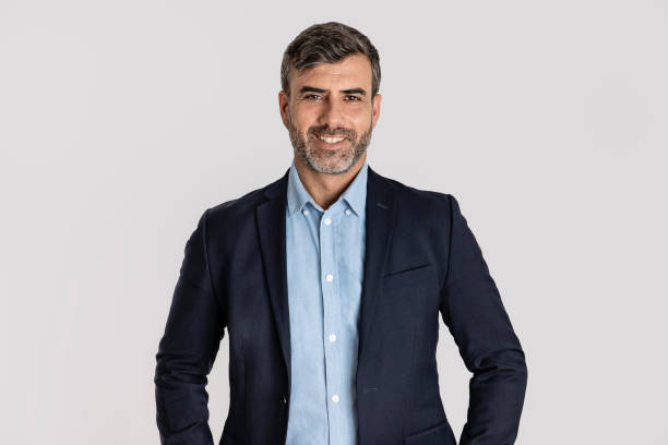 istock Businessman smiling  on white background 1364917550