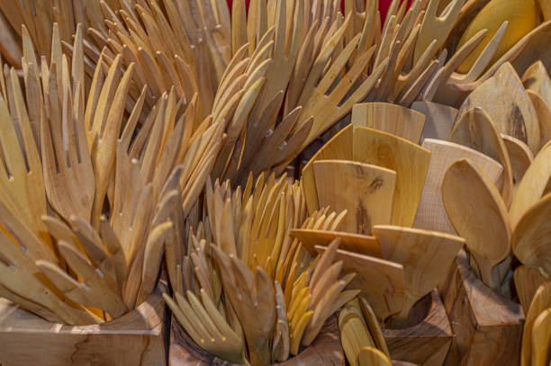 istock Handmade kitchen utensils of olive wood 1364918958