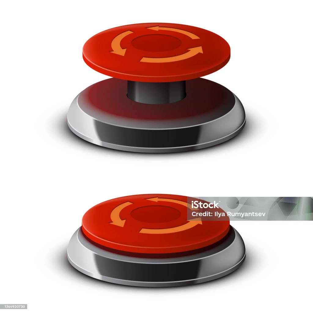 Red Emergency Stop Button In On And Off Position Tridimensional Button ...