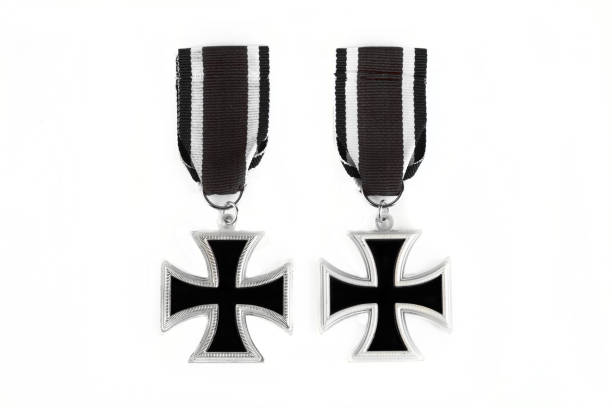istock Old medal Cross on a white background. 1364922466