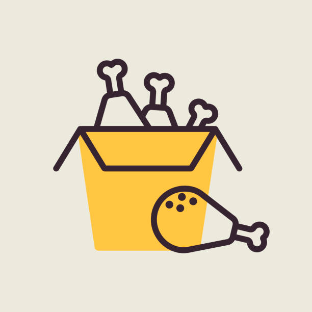 Fried chicken in the box vector icon Fried chicken in the box vector flat icon. Delivery sign. Graph symbol for cooking web site and apps design, logo, app, UI nuggets heat stock illustrations