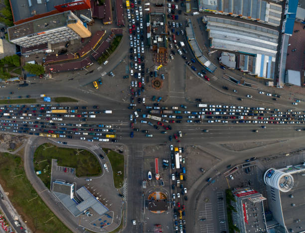 Ludwigshafen, Rhineland Palatinate, Germany, July 10, 2022 Flight overhead the city center with a small plane