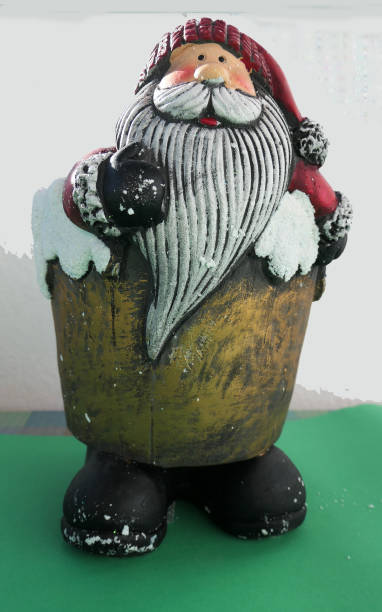 istock Bearded figurine in ceramic pot on green base 1364927396