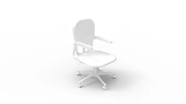Photo of 3D rendering of an office armchair sitting worker working furniture. Isolated on white background.