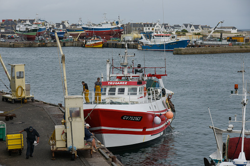 View on the harbor of the Guilvinec in finistere in Brittany